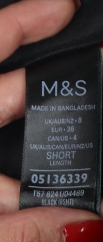 Marks & Spencer Women Black UK 8 Short Faux Leather Straight Trousers