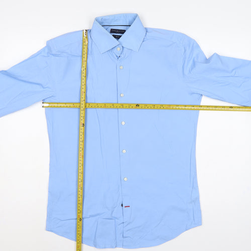 Tommy Hilfiger Men Blue 16.5 Slim Fit Long Sleeve Button-Up Shirt