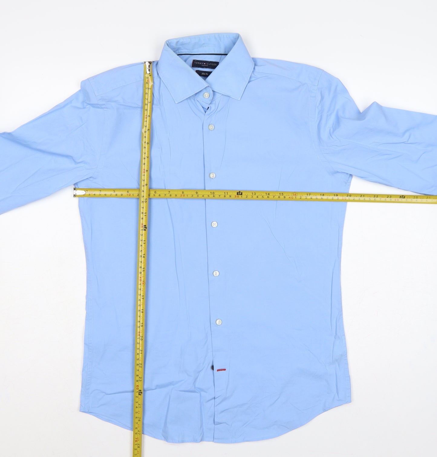 Tommy Hilfiger Men Blue 16.5 Slim Fit Long Sleeve Button-Up Shirt