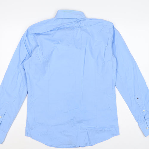 Tommy Hilfiger Men Blue 16.5 Slim Fit Long Sleeve Button-Up Shirt