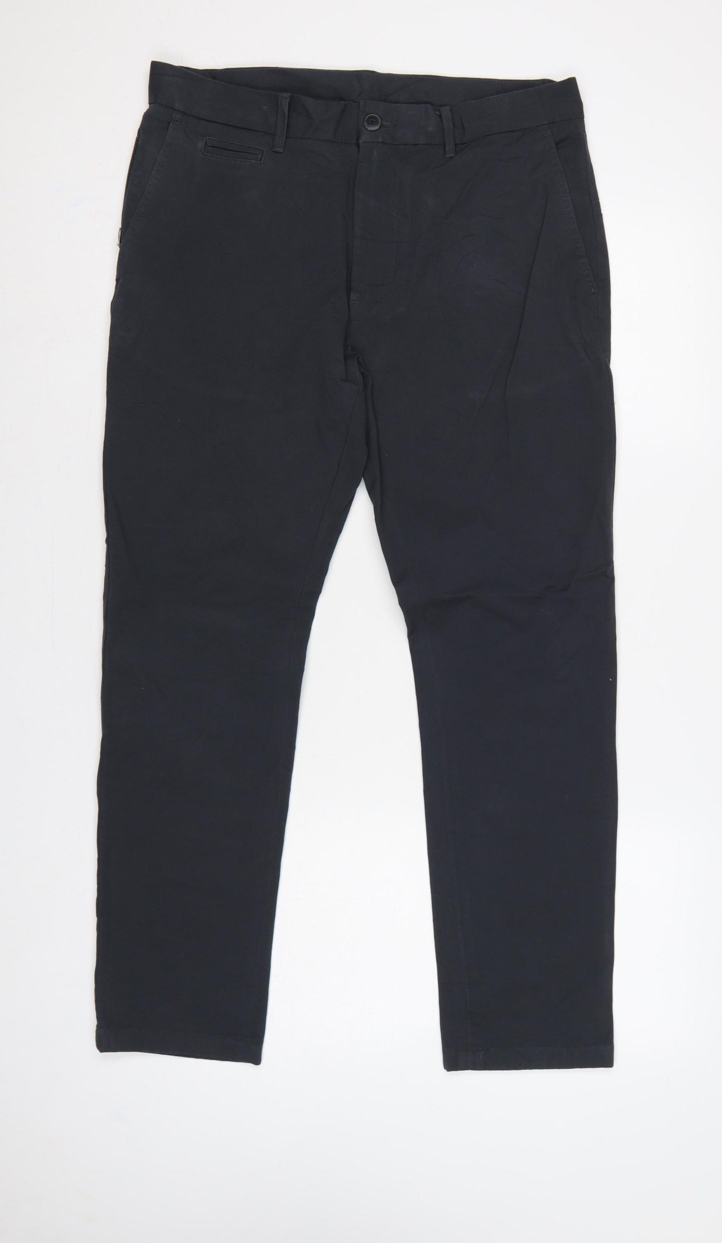 Marks and Spencer Men’s Navy 32in Slim Tapered Cotton Trousers