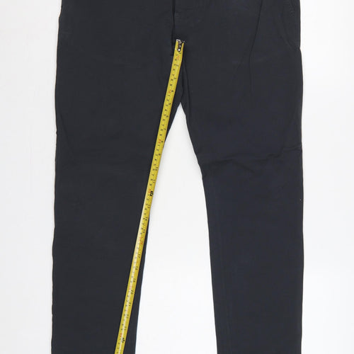 Marks and Spencer Men’s Navy 32in Slim Tapered Cotton Trousers