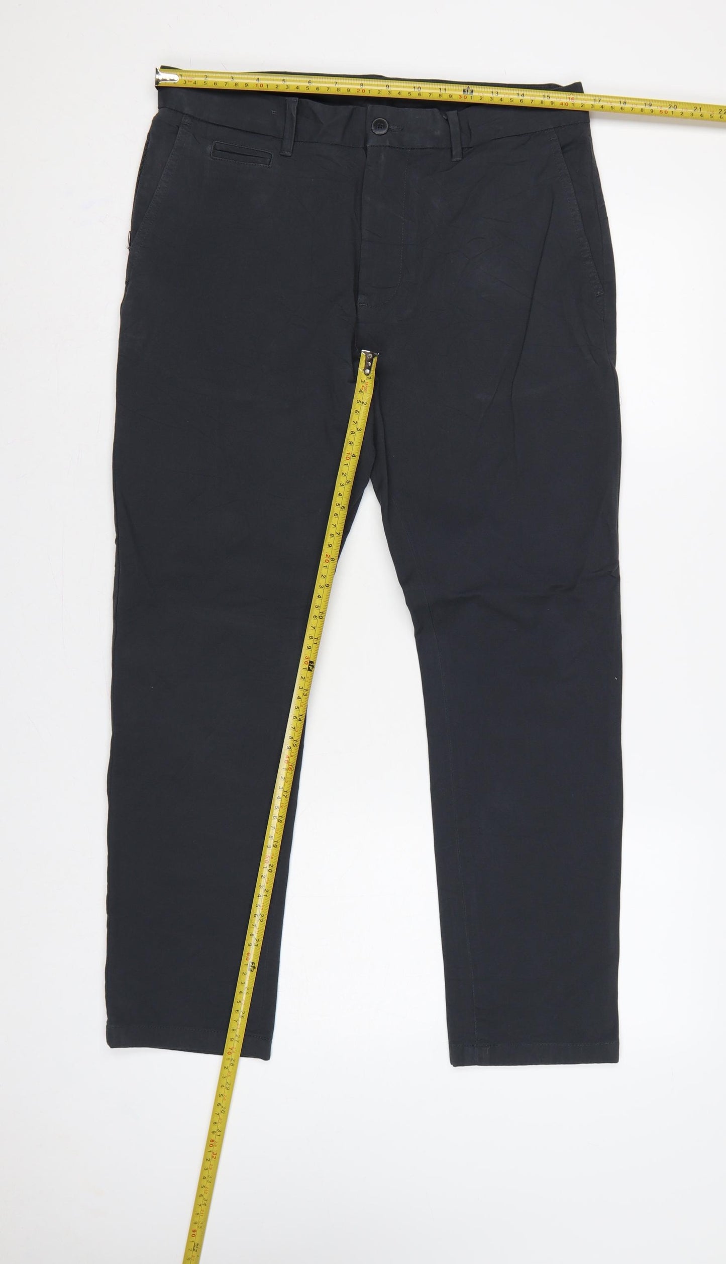 Marks and Spencer Men’s Navy 32in Slim Tapered Cotton Trousers