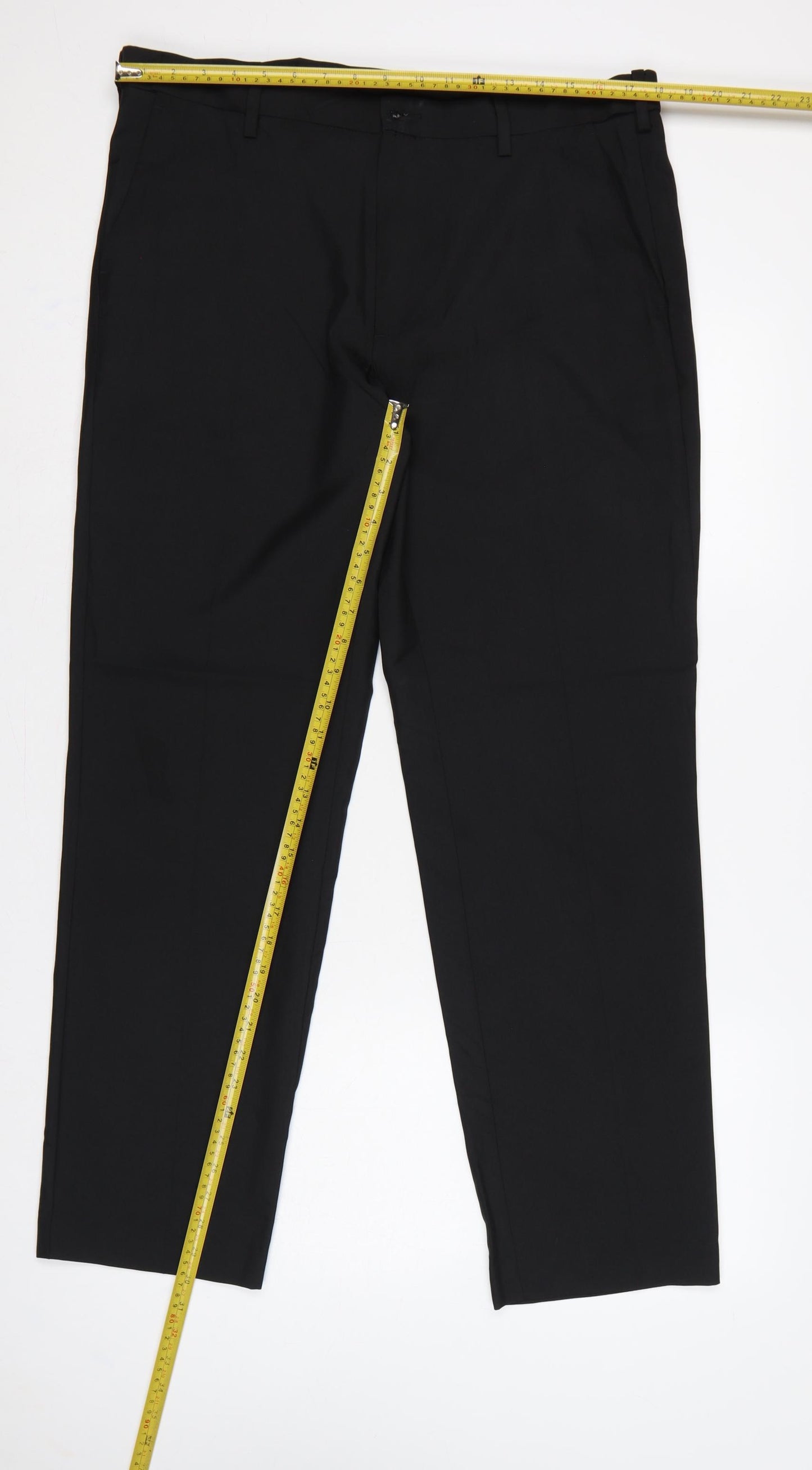 Marks and Spencer Men Black 36 Regular Fit Dress Trousers 31 Leg