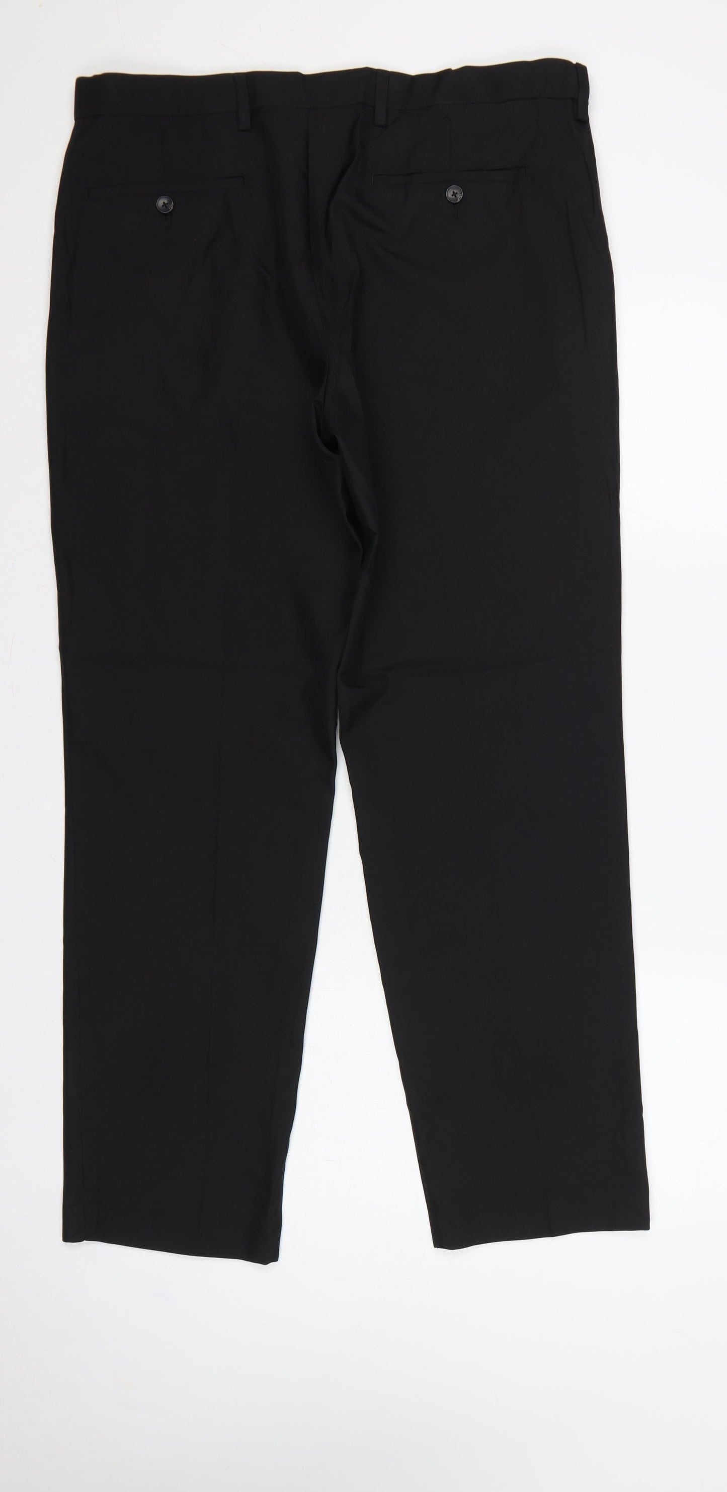 Marks and Spencer Men Black 36 Regular Fit Dress Trousers 31 Leg