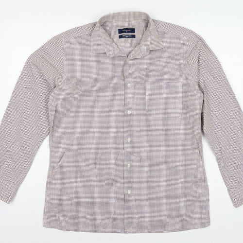 Peter England Men’s Beige Check Cotton Shirt Size 40 Regular Button-Up