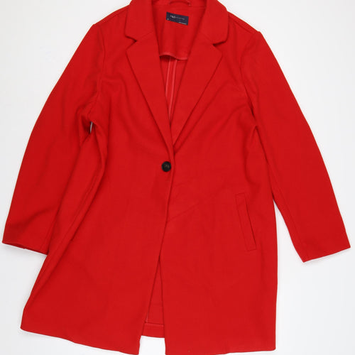 Marks and Spencer Women Red UK 16 Single-Breasted Long Overcoat