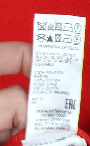 Marks and Spencer Women Red UK 16 Single-Breasted Long Overcoat