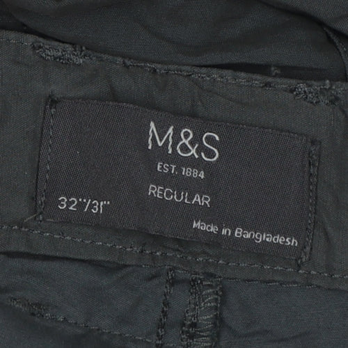 Marks and Spencer Men's Black 32 Regular Convertible Cargo Trousers Belt