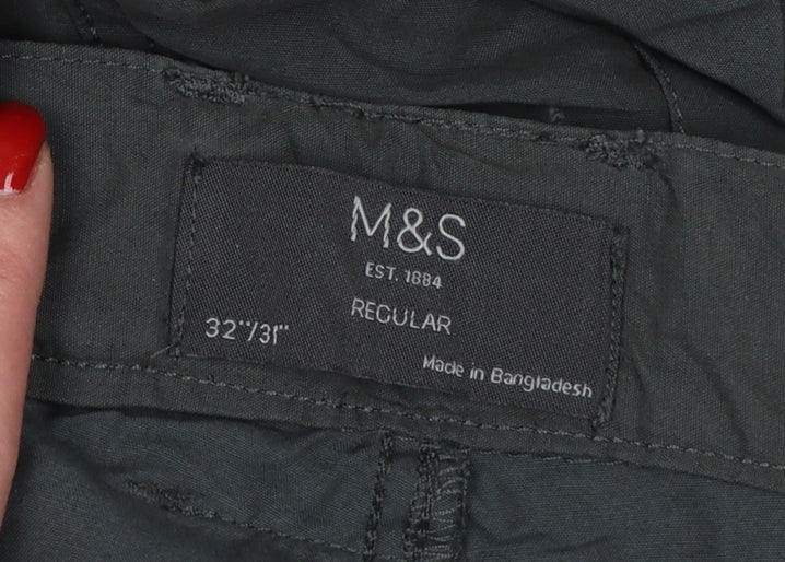 Marks and Spencer Men's Black 32 Regular Convertible Cargo Trousers Belt