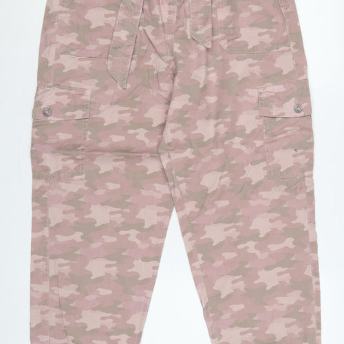 Marks & Spencer Women Pink Camo Cargo Trousers UK 10 Belted