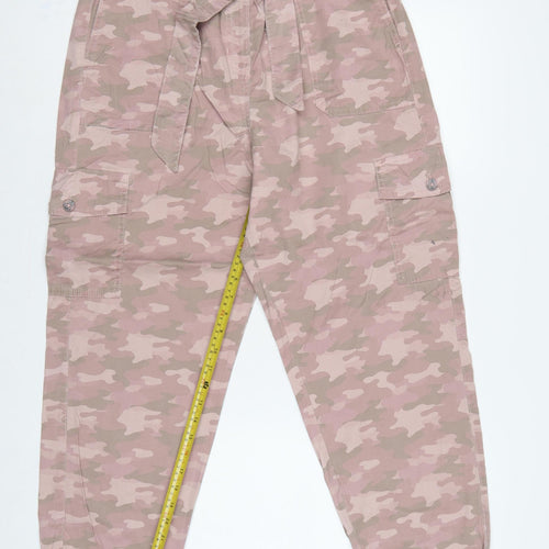Marks & Spencer Women Pink Camo Cargo Trousers UK 10 Belted