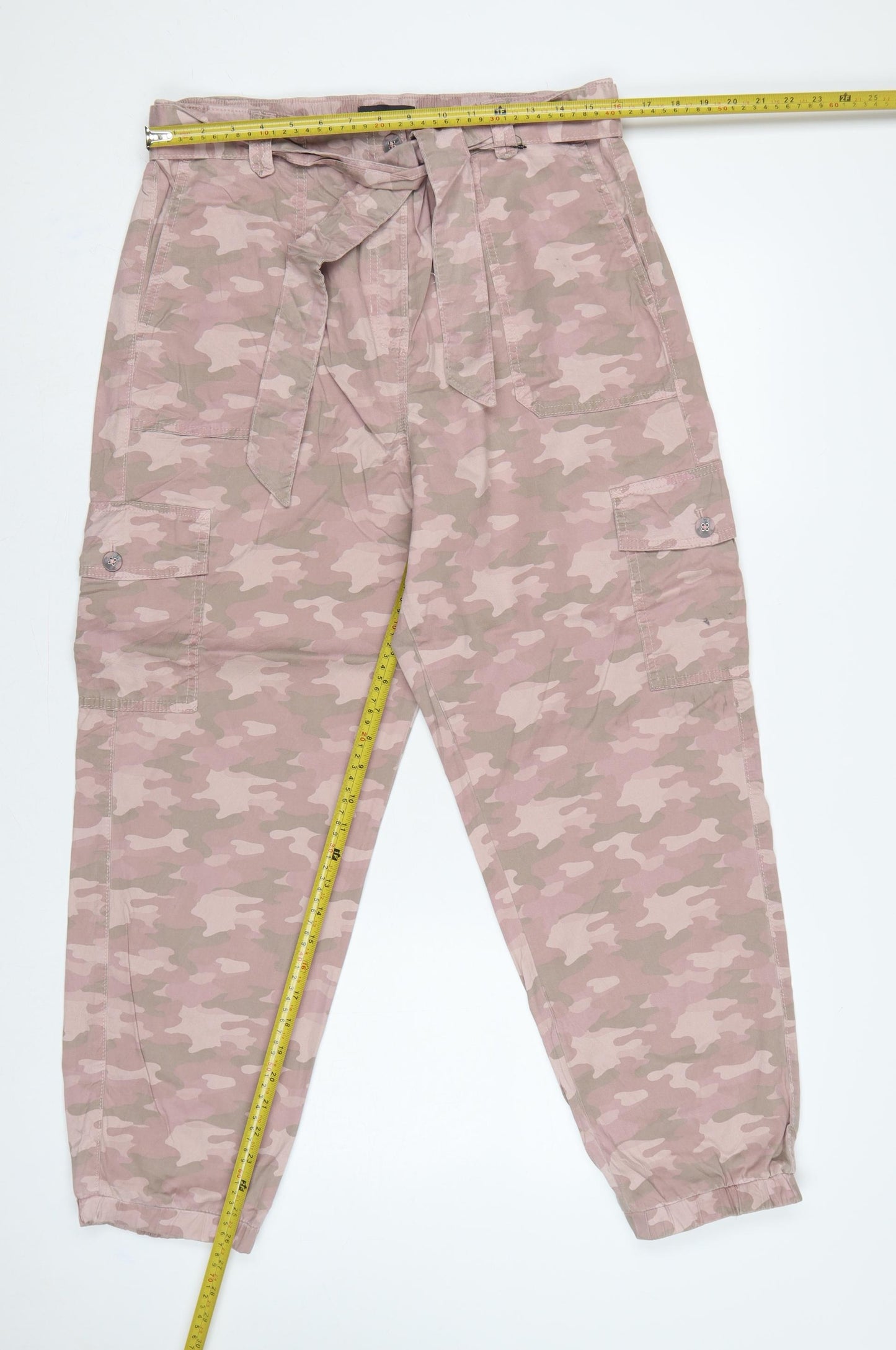 Marks & Spencer Women Pink Camo Cargo Trousers UK 10 Belted
