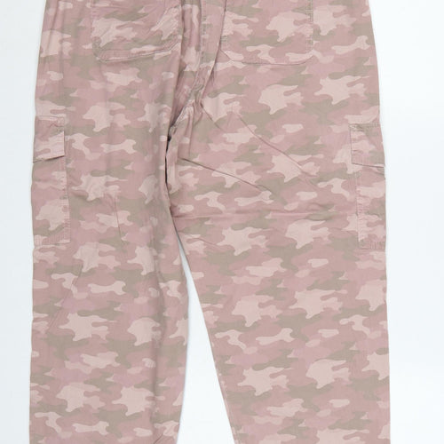 Marks & Spencer Women Pink Camo Cargo Trousers UK 10 Belted
