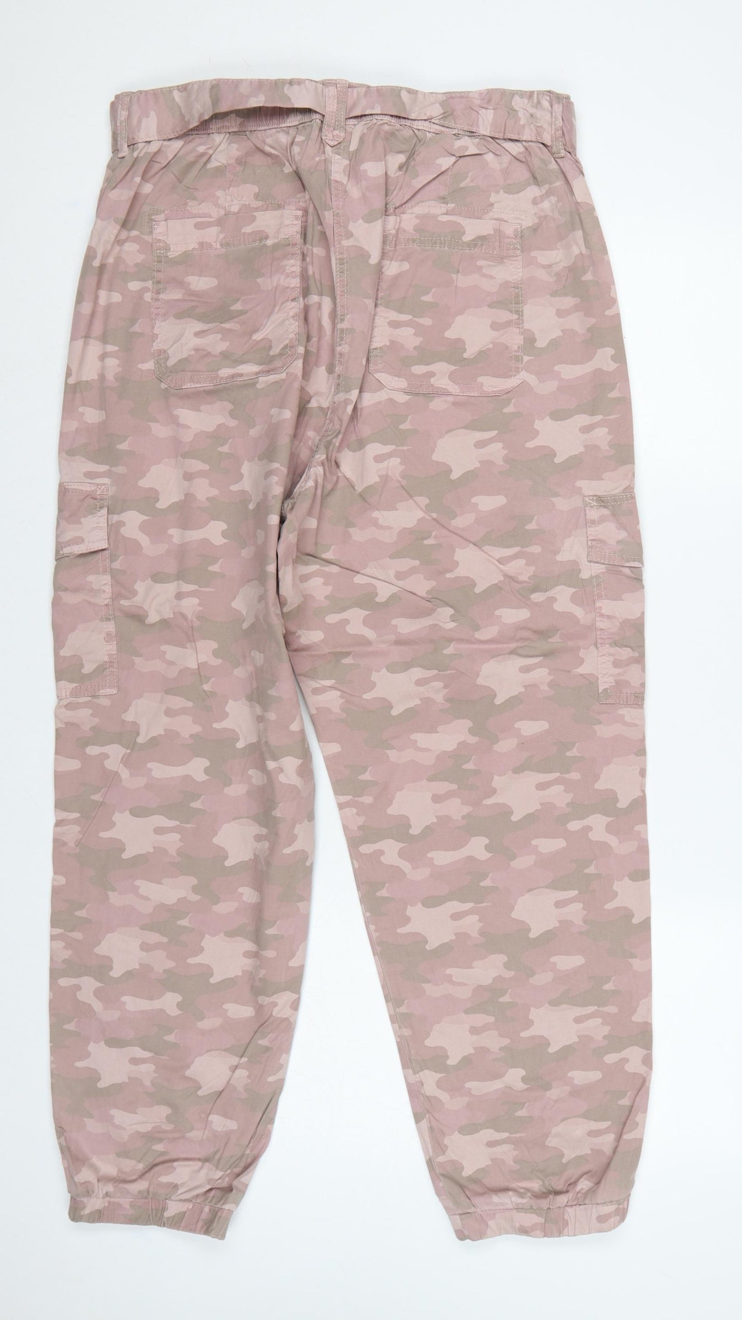 Marks & Spencer Women Pink Camo Cargo Trousers UK 10 Belted
