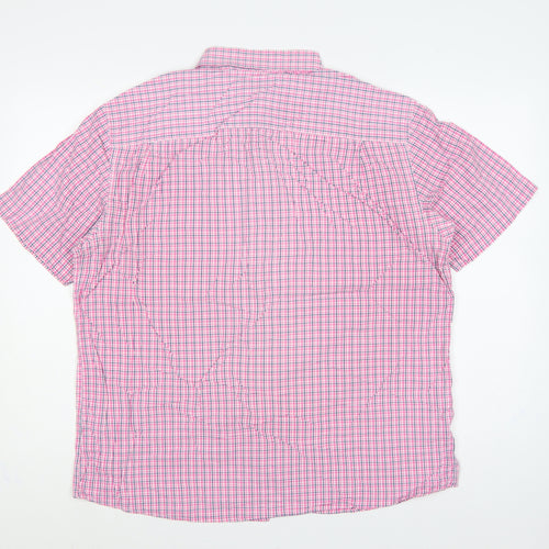 Marks and Spencer Men Pink Check Button-Down Short Sleeve Shirt L