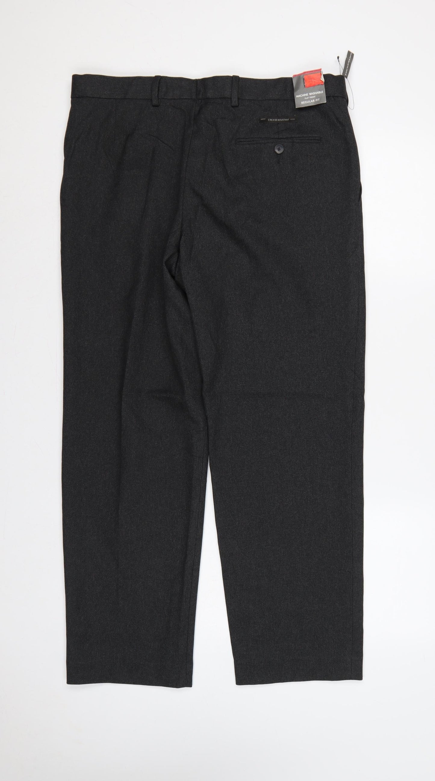 Marks & Spencer Men's Grey 36 29 Regular Fit Dress Trousers