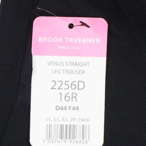 Brook Taverner Women's Black UK 16R Venus Straight Leg Work Trousers