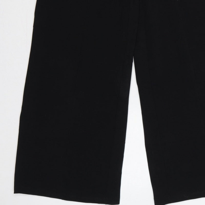 River Island Women’s Black UK 12 High Waist Wide-Leg Trousers