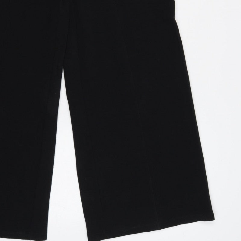 River Island Women’s Black UK 12 High Waist Wide-Leg Trousers
