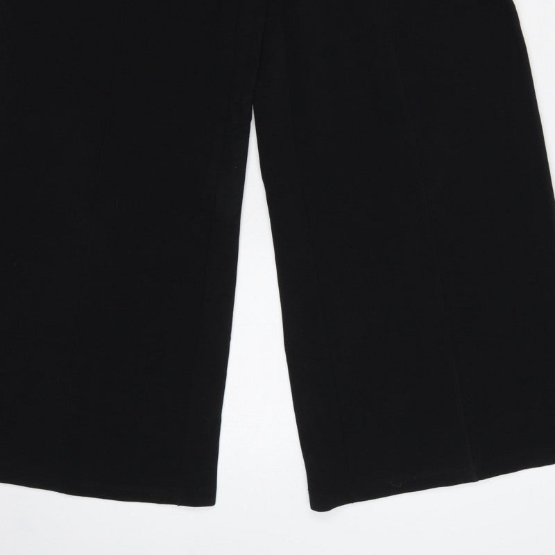 River Island Women’s Black UK 12 High Waist Wide-Leg Trousers