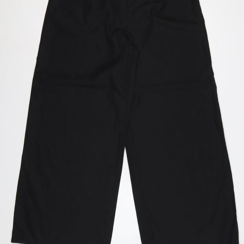 Boohoo Women Black White High Rise Wide-Leg Dress Pants UK 12