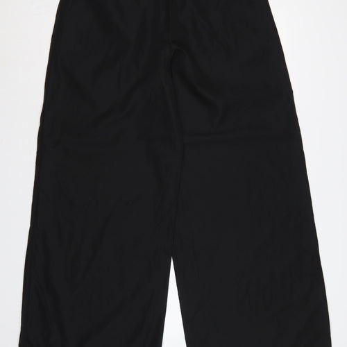Boohoo Women Black White High Rise Wide-Leg Dress Pants UK 12
