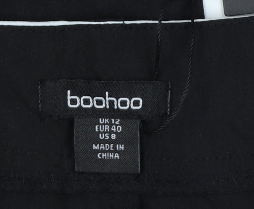 Boohoo Women Black White High Rise Wide-Leg Dress Pants UK 12