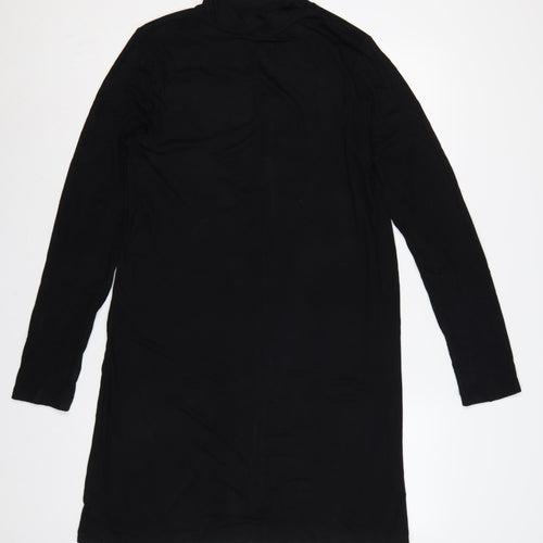 Adrienne Vittadini Women Black L Shift Mock Neck Long Sleeve Dress