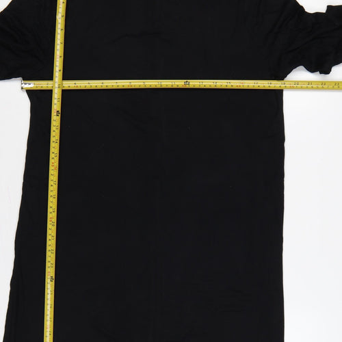 Adrienne Vittadini Women Black L Shift Mock Neck Long Sleeve Dress