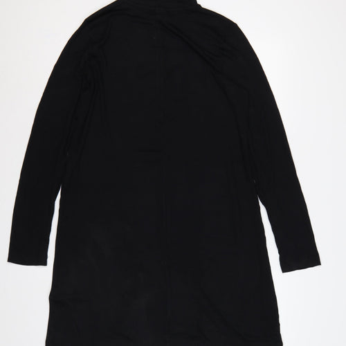 Adrienne Vittadini Women Black L Shift Mock Neck Long Sleeve Dress