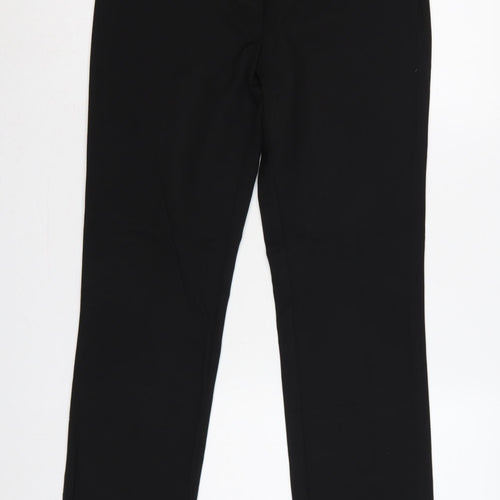 Marks and Spencer Women Black UK 12 Straight Tailored Trousers Zip Pockets