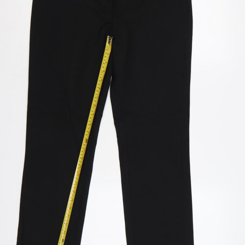 Marks and Spencer Women Black UK 12 Straight Tailored Trousers Zip Pockets