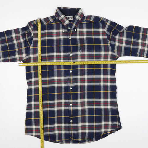 Barbour Men's Blue Check Flannel Button-Down Shirt M Tailored Fit