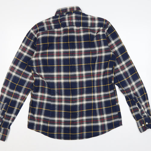 Barbour Men's Blue Check Flannel Button-Down Shirt M Tailored Fit