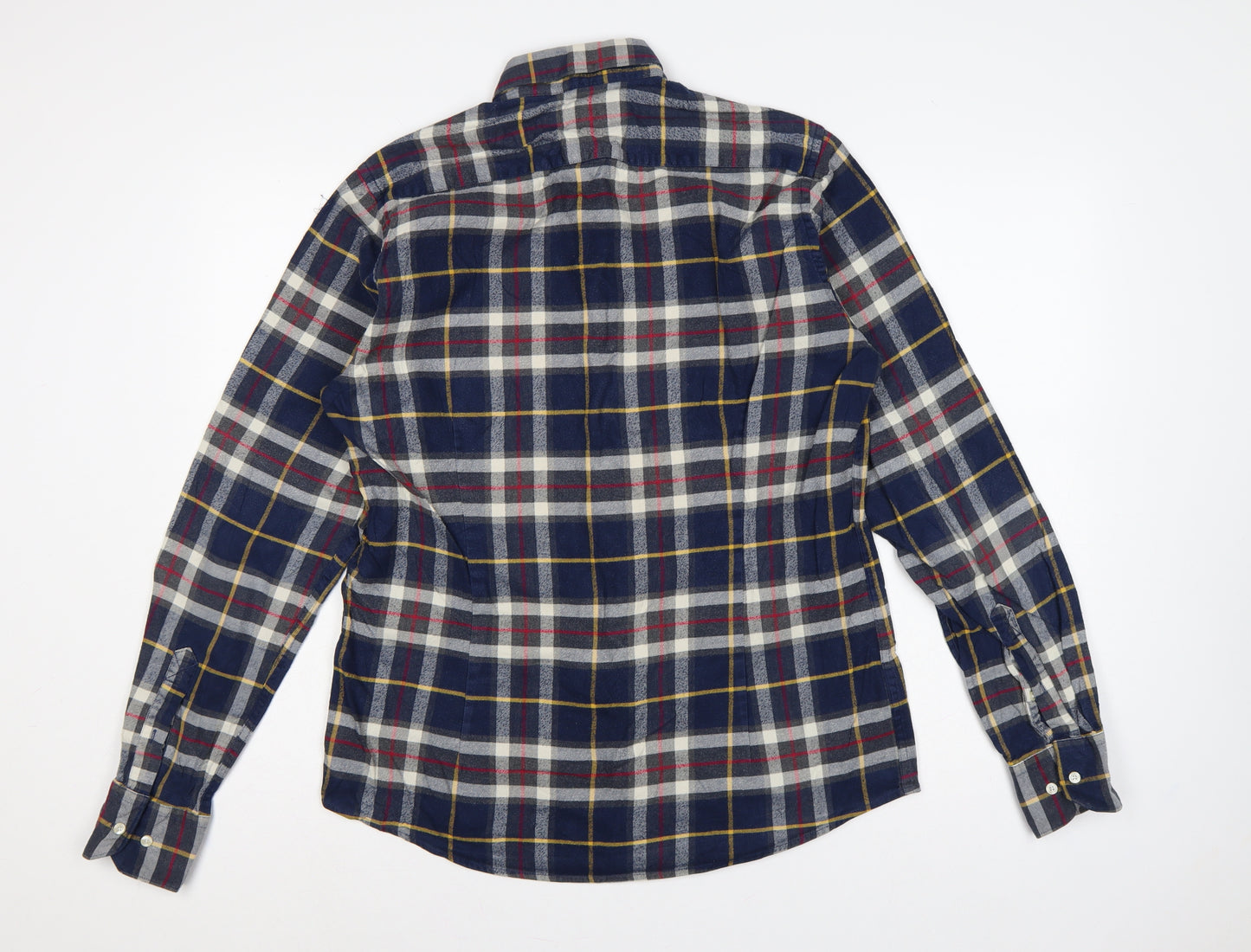 Barbour Men's Blue Check Flannel Button-Down Shirt M Tailored Fit