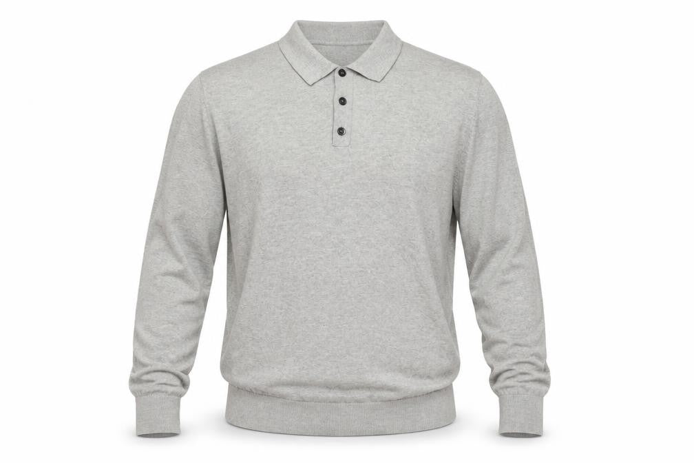 Front view of Gap Men's Grey M Cotton Collared Henley Knit Jumper Long Sleeve