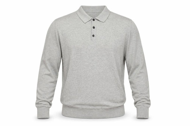 Gap Men's Grey M Cotton Collared Henley Knit Jumper Long Sleeve