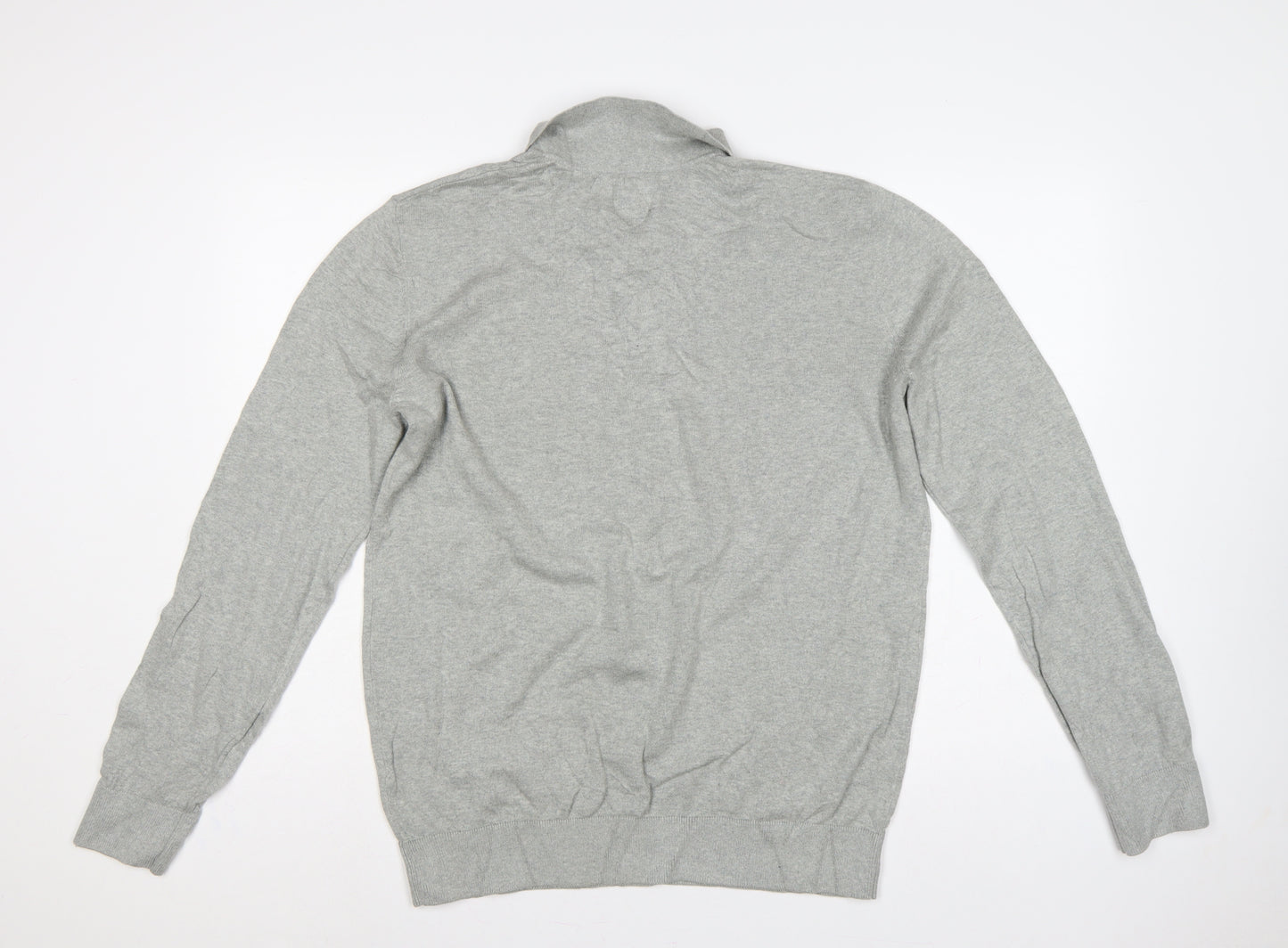 Gap Men's Grey M Cotton Collared Henley Knit Jumper Long Sleeve