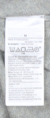 Gap Men's Grey M Cotton Collared Henley Knit Jumper Long Sleeve