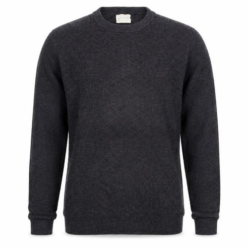 Howick Men’s Grey Organic Cotton S Waffle Knit Crew Neck Jumper
