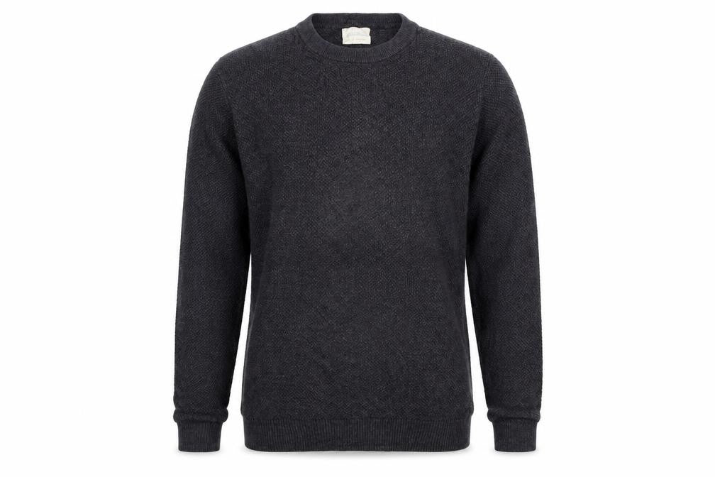Howick Men’s Grey Organic Cotton S Waffle Knit Crew Neck Jumper