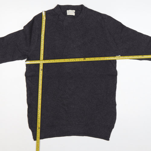 Howick Men’s Grey Organic Cotton S Waffle Knit Crew Neck Jumper