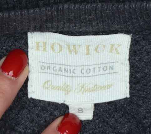Howick Men’s Grey Organic Cotton S Waffle Knit Crew Neck Jumper
