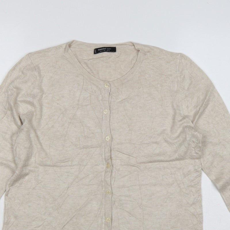 Additional view of Mango Women Beige M Button Front Long Sleeve Knit Cardigan