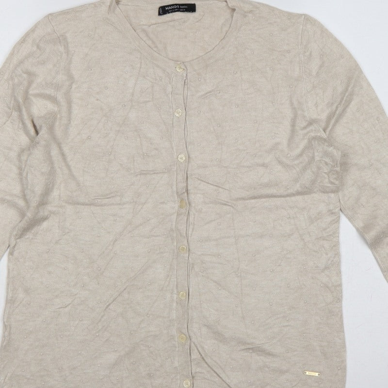 Additional view of Mango Women Beige M Button Front Long Sleeve Knit Cardigan