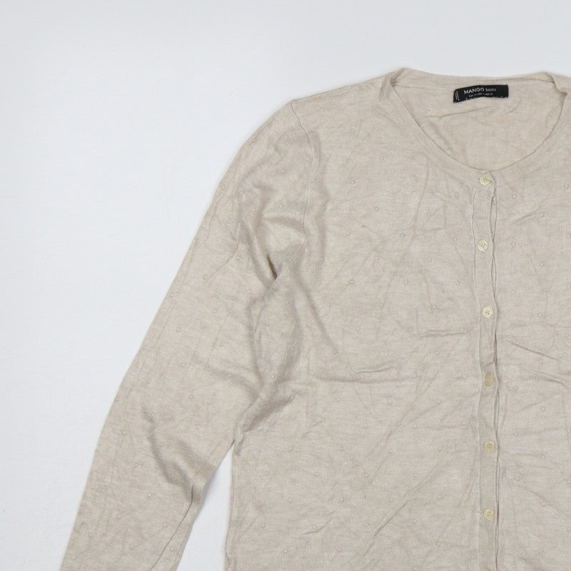Additional view of Mango Women Beige M Button Front Long Sleeve Knit Cardigan