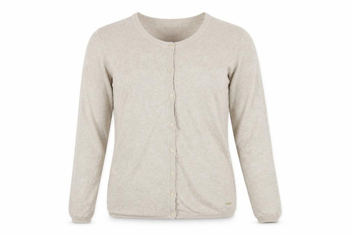 Mango Women Beige M Button Front Long Sleeve Knit Cardigan