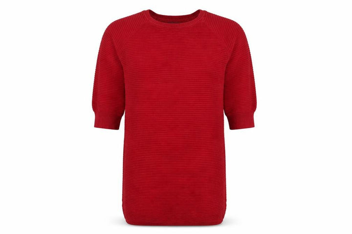 French Connection Women Red M Knee Length Jumper Dress Cotton Knit