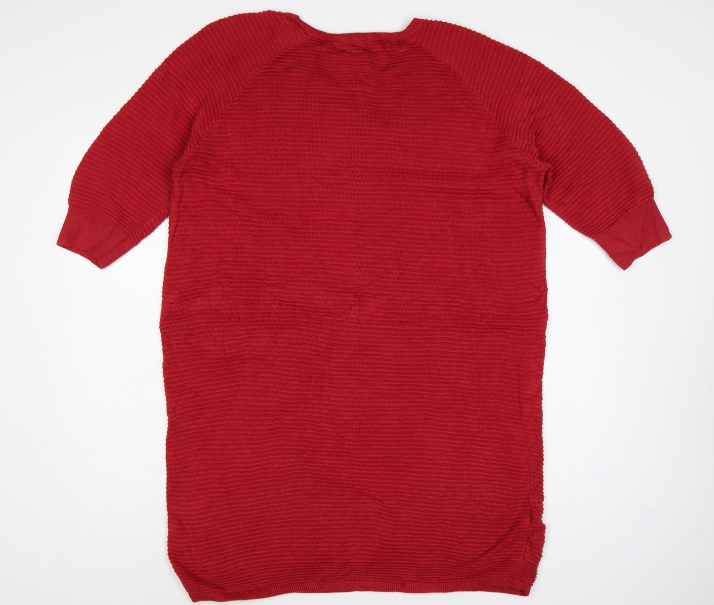 French Connection Women Red M Knee Length Jumper Dress Cotton Knit